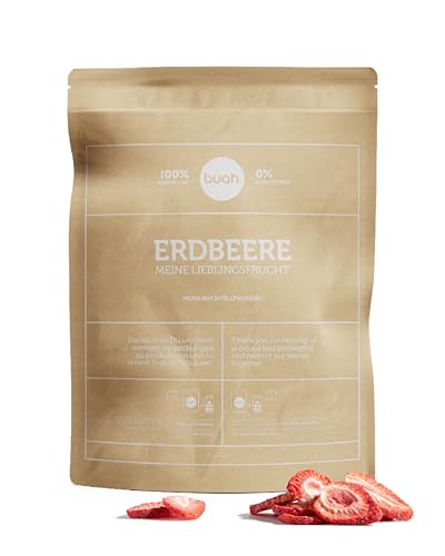 BUAH® Gefriergetrocknete Erdbeeren | Erdbeer Chips Als Snack Oder Für Smoothies | Idealer Süßigkeiten Ersatz | Vegan & ohne Zuckerzusatz | Vorteilspack 179 g von Buah
