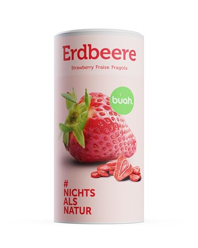 BUAH® Gefriergetrocknete Erdbeeren | Erdbeer Chips Als Snack Oder Für Smoothies | Idealer Süßigkeiten Ersatz | Vegan & ohne Zuckerzusatz | 96g von Buah