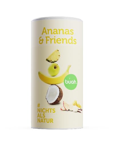 BUAH® Gefriergetrocknete Früchte Mix | Gefriergetrocknete Ananas, Bananen, Äpfel & Kokos ohne Zuckerzusatz | 100% Frucht | Vegan, Glutenfrei, Laktosefrei (192g) von Buah