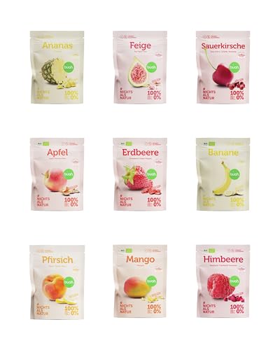 BUAH® Gefriergetrocknete Früchte Probierset | Perfekter Snack aus knusprigen Fruchtchips | Süßigkeiten Alternative ohne Zuckerzusatz, Toppings für Porridge | Vegan Glutenfrei von Buah