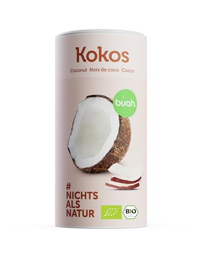 BUAH® Getrocknete Kokoschips | Chips Aus Bio Kokosnuss, Kokos Chips als Snack, fürs Müsli & zum Backen | Idealer Süßigkeiten Ersatz | Vegan & ohne Zuckerzusatz | 400g von Buah