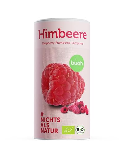 BUAH® Gefriergetrocknete Himbeeren Bio | Getrocknete Himbeeren Bio ohne Zuckerzusatz |100% Früchte (Vegan Glutenfrei Laktosefrei) | Idealer Snack (120g) von Buah