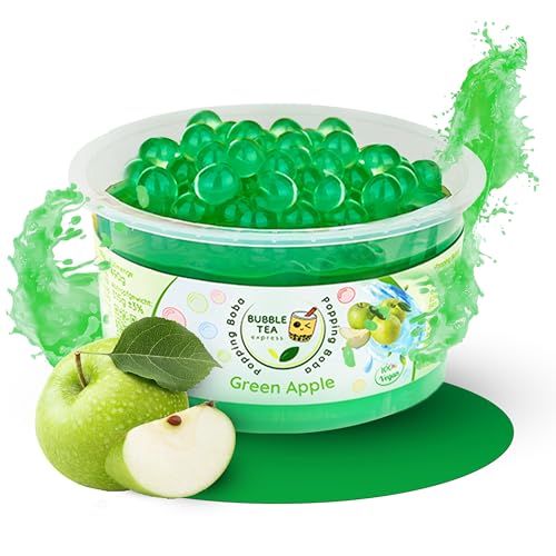 Bubble Tea Express – Fruchtige Popping Boba Perlen Green Apple 490g | Bubble Tea Perlen mit fruchtigem Geschmack | Vegan, Glutenfrei, Laktosefrei | Fruchtsaftperlen mit Algenhülle… von Bubble Tea Express