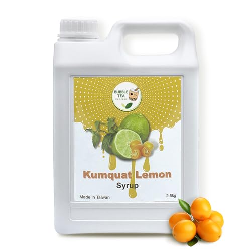 Bubble Tea Express -Leckerer Kumquat Zitronesirup 2,5L | Bubble Tea Sirup für Boba Perlen | Kumquat Zitronesirup für Cocktails, Slushes, Wasser & Gebäck |100% VEGANER Bubble Tea Sirup von Bubble Tea Express
