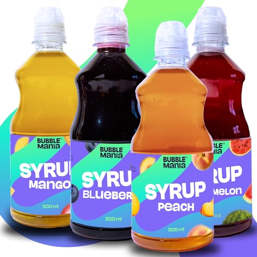 BubbleMania Frucht Zerup zuckerfrei MIX 4 x 500 ml – Blauberre, Mango, Pfirsich, Wassermelone | Getränke Sirup für Popcorn, Bubble Tea, Eis & Kuchen BubbleMania Frucht Zerup zuckerfrei MIX 4 x 500 ml – Blauberre, Mango, Pfirsich, Wassermelone | Getränke Sirup für Popcorn, Bubble Tea, Eis & Kuchen von BubbleMania