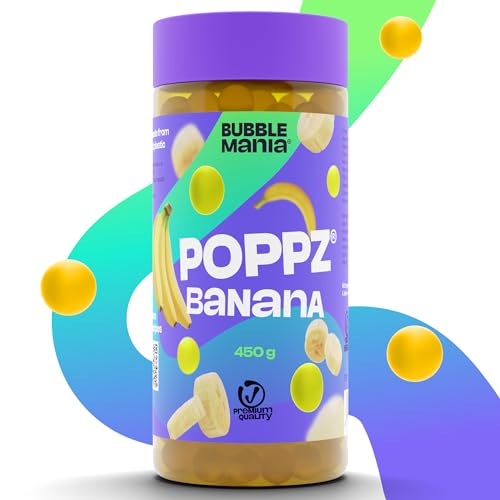 POPPZ Bubble Tea Perlen für Bubble Tea | Popping Boba Fruchtperlen | Fuchtige Tapioka Perlen and Boba Perlen von Bubble Mania | Fertig für den Verzehr (450 g (1er Pack), Banane) von BubbleMania