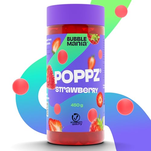 POPPZ Popping Boba Fruchtperlen für Bubble Tea | Bubble Tea Perlen Erdbeere - Fuchtige Tapioka Perlen von Bubble Mania - 450 G von BubbleMania