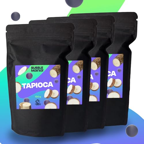 Tapioka-Perlen für Bubble Tea von BubbleMania - 4 x 150 g | Original Tapioca Bobas in umweltfreundlicher Verpackung von BubbleMania