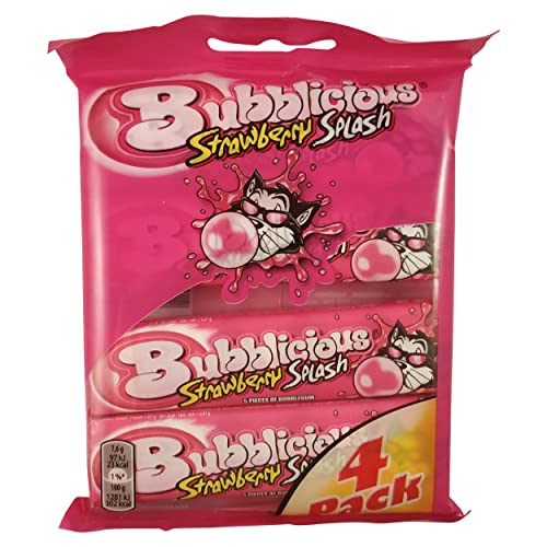 Bubblicious | Erdbeergummi | Bubbicious Kaugummi-Erdbeer-Splash - 4 pro Packung | Bubbalicious Bubbloggum | 5.36 Unzen Gesamtgewicht | 150 Gramm insgesamt. Bubblicious | Erdbeergummi | Bubbicious Kaugummi-Erdbeer-Splash - 4 pro Packung | Bubbalicious Bubbloggum | 5.36 Unzen Gesamtgewicht | 150 Gramm insgesamt. von Bubblicious
