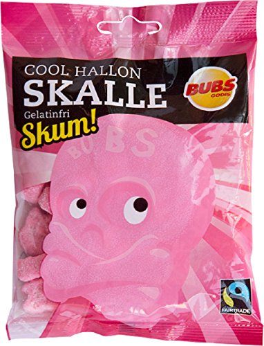 Bubs Godis Cool Hallonskalle Skum – Original – Schwedisch – Sauer – Cooler Raspberry Skull Schaum – Gelatine frei – Weingummi – Süßigkeiten von Bubs Godis - Swedish Classic Candy