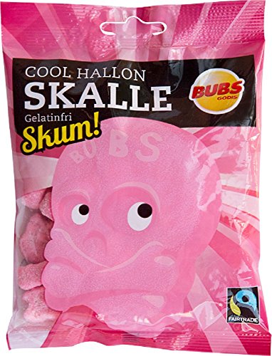 Bubs Godis Cool Hallonskalle Skum - Himbeer-Schädel-Schaum - Schwedisch Frucht Schaumzucker Schaum Süßigkeiten 90g x 2 stck von Bubs