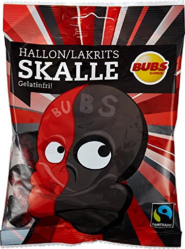 Bubs Godis Hallonlakritsskalle - Himbeer/Lakritz/Schädel - Schwedisch Salzlakritz Lakritz Salmiak Weingummi Süßigkeiten 90g x 2 stck von Bubs Godis