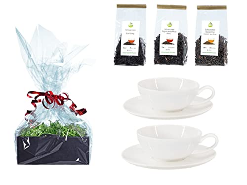 Buchensee Tee Geschenk Set, 2 Teetassen Lena aus Crystal Bone China Porzellan, je 200ml in fein-cremigem Weiß + Schwarztee + Geschenkverpackung Buchensee Tee Geschenk Set, 2 Teetassen Lena aus Crystal Bone China Porzellan, je 200ml in fein-cremigem Weiß + Schwarztee + Geschenkverpackung von Buchensee