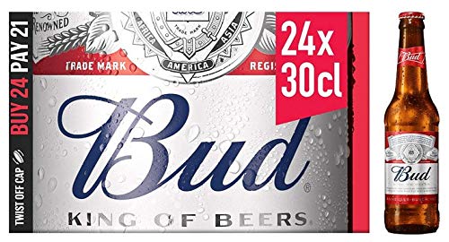 BUD Bier 24x0,3L Glasflaschen Alkhohol 5.0% Nr. 1 USA Beer von Bud