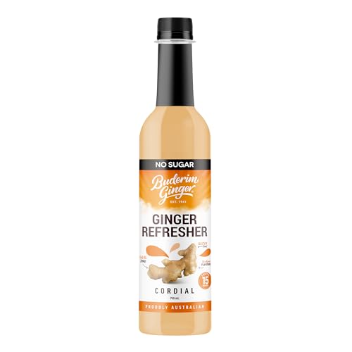 Buderim Ginger Refresher Cordial NO SUGAR - Macht 15 Getränke, 750 ml Flasche, lecker, schmeckt wie Ingwerbier! Buderim Ginger Refresher Cordial NO SUGAR - Macht 15 Getränke, 750 ml Flasche, lecker, schmeckt wie Ingwerbier! von BUDERIM GINGER