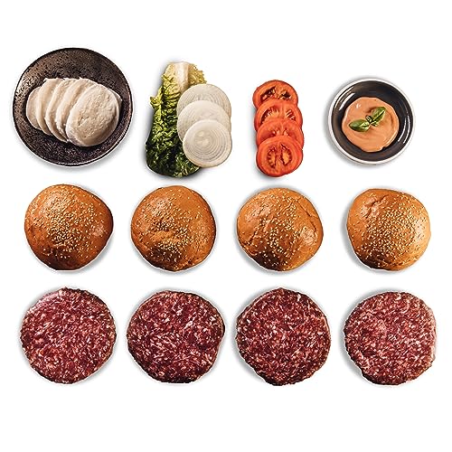 BÜFFEL BILL Burger Box S - 1,2kg | Saftige Gourmet Burger mit Prime Rib Patties, Buns & cremiger Büffelmozzarella I Aus den feinsten Wasserbüffel Cuts von Büffel Bill