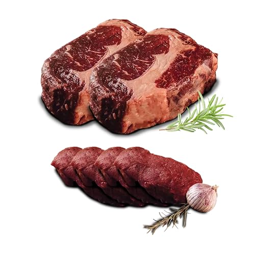 Büffel Bill Steak Bundle - Feinschmecker-Paket für Genießer, Original vom italienischen Wasserbüffel, Enthält köstliches Filet Steak und Rib Eye Steak Büffel Bill Steak Bundle - Feinschmecker-Paket für Genießer, Original vom italienischen Wasserbüffel, Enthält köstliches Filet Steak und Rib Eye Steak von Büffel Bill