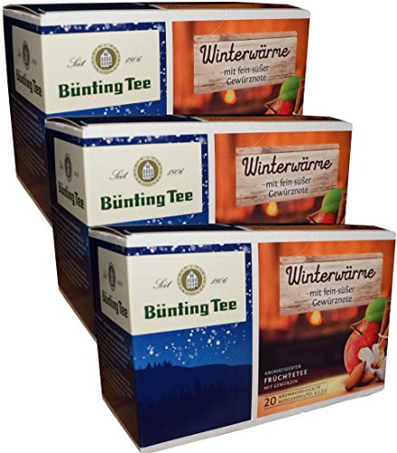 3er Pack Bünting Winterwärme mit fein-süßer Gewürznote, aromatisierter Früchtetee mit Gewürzen, je 20 Aufgussbeutel á 2.5g (60 Beutel/150g) von Bünting Tee