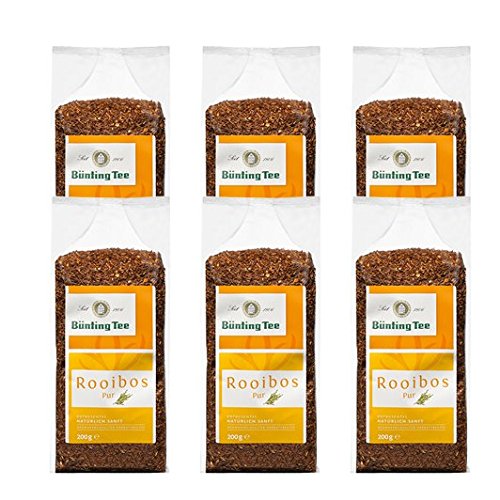 Bünting Tee Rooibos Pur 6er Pack – loser Rooibostee – 6 x 200g von Bünting Tee SEIT 1806