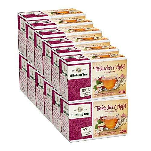Bünting Tee Türkischer Apfel 12er Pack – Früchtetee, fruchtig-blumig – 12 x 20 Teebeutel von Bünting Tee SEIT 1806