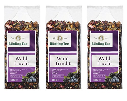 Bünting Waldfrucht 3er Pack – loser Früchtetee – 3 x 200g von Bünting Tee SEIT 1806