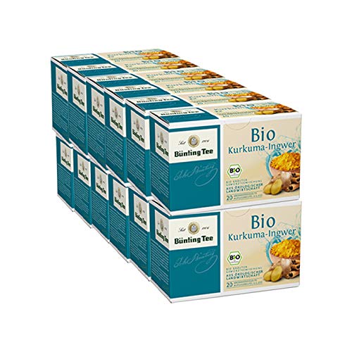 Bünting Tee Bio Kurkuma Ingwer, 20 Tassenbeutel, 12er Pack von Bünting