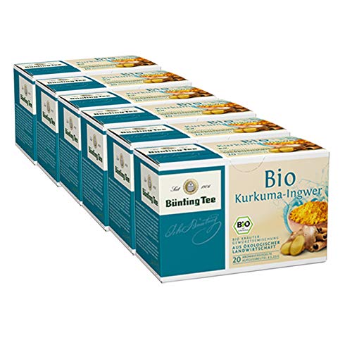 Bünting Tee Bio Kurkuma Ingwer, 20 Tassenbeutel, 6er Pack von Bünting