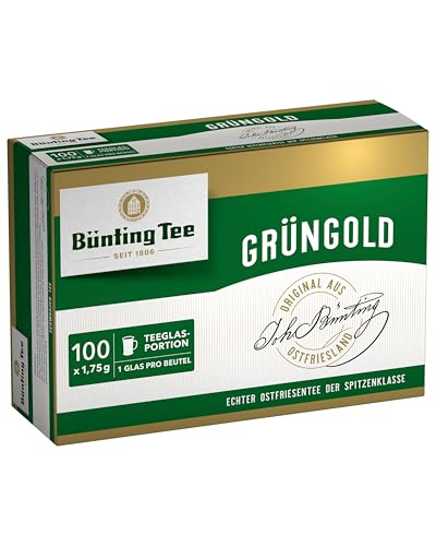 Bünting Tee Grüngold Ostfriesentee 10er Pack – Schwarztee – 10 x 100 Teebeutel (Teeglasportion) von Bünting Tee SEIT 1806