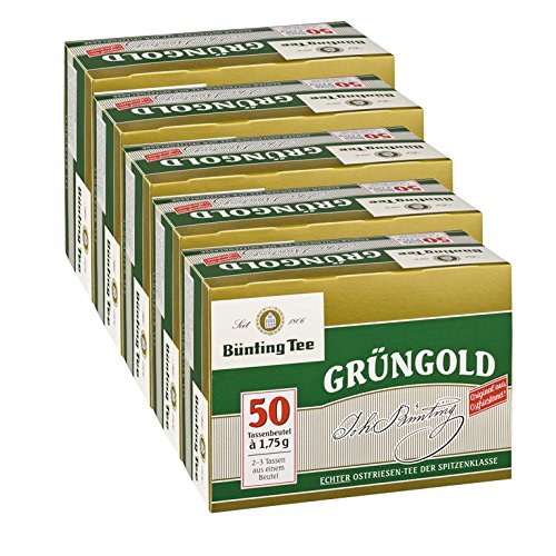 Bünting Tee Grüngold, 50 Tassenbeutel 5er Pack von Bünting