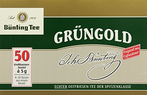 Bünting Tee Grüngold Echter Ostfriesentee 50 x 5 g Beutel, 4er Pack (4 x 250 g) von Bünting