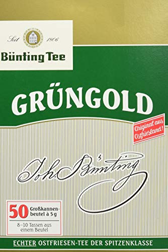 Bünting Tee Grüngold Echter Ostfriesentee 50 x 5 g Beutel (1 x 250 g) von Bünting Tee