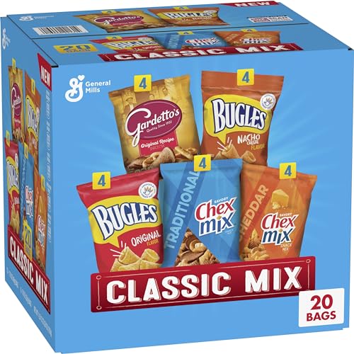 Classic Mix Snack Variety Pack, Bugles Original- & Nacho-Käse, Gardetto's Originalrezept, Chex Mix Traditional & Cheddar, 800 ml (20 Beutel) von Chex Mix