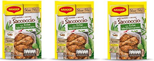 3x Maggi il Saccoccio con Erbe Mediterranee mit mediterranen Kräutern Gewürze und aromatisches Kräuterpulver für gebackenes Huhn 34g weiches und saftiges Huhn Gewürzpulver Pulveraromen von Buitoni