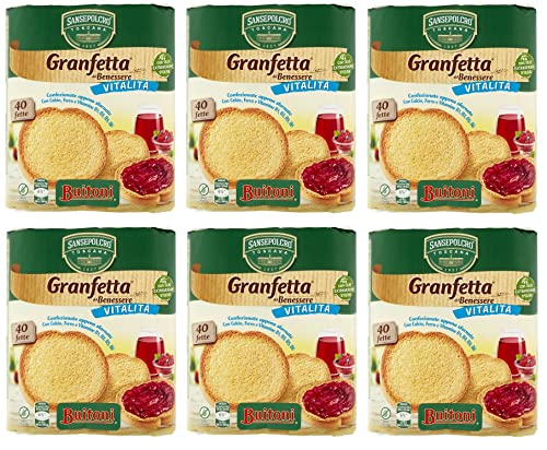 6x Buitoni Granfetta del Benessere Vitalità Fette Biscottate 40 Zwieback mit Kalzium, Eisen und Vitaminen 300g 6x Buitoni Granfetta del Benessere Vitalità Fette Biscottate 40 Zwieback mit Kalzium, Eisen und Vitaminen 300g von Buitoni