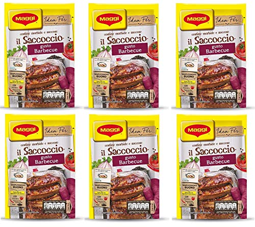 6x Maggi il Saccoccio Barbecue Gewürze in Pulverform für gebackene Schweinerippchen 34g weiche und leckere Schweinerippchen Pulveraroma von Buitoni