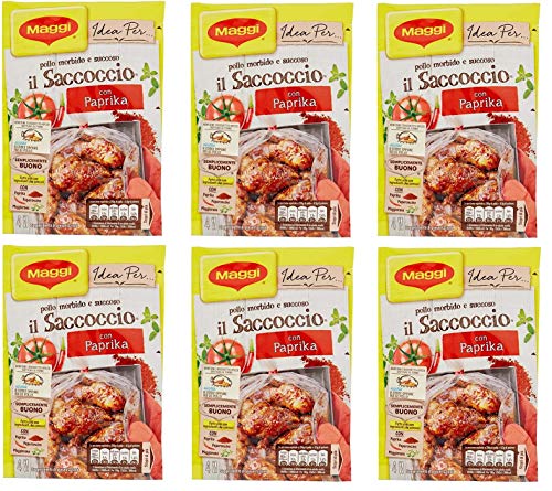 6x Maggi il Saccoccio con Paprika Gewürze und aromatisches Kräuterpulver für gebackenes Huhn 34g weiches und saftiges Huhn Gewürzpulver von Buitoni
