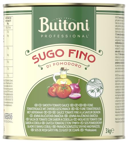 BUITONI Professional Sugo di Pomodoro Fino, Fertige Tomatensauce, fruchtige und süße Sauce mit einer ausgewogenen Zwiebel- und Öl Würze, 1er Pack (1 x 3kg Dose) von Buitoni