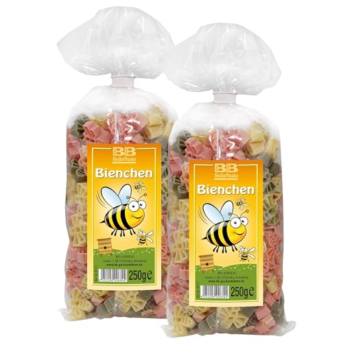 Bull & Bear bunte Bienen Nudeln, 2x 250g, Motivnudeln aus Hartweizengrieß, handgefertigt in deutscher Manufaktur, Pasta Geschenk von Bull & Bear