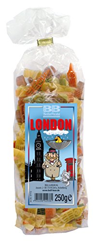 Bull & Bear bunte London Big Ben Nudeln, 250g, Motivnudeln aus Hartweizengrieß, handgefertigt in deutscher Manufaktur, Pasta Geschenk von Bull & Bear