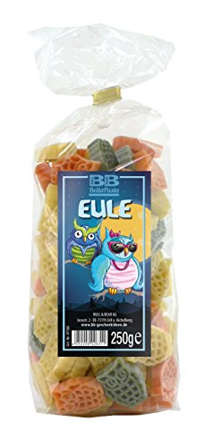 Bull & Bear bunte Eulen Nudeln, 250g, Motivnudeln aus Hartweizengrieß, handgefertigt in deutscher Manufaktur, Pasta Geschenk von Bull & Bear