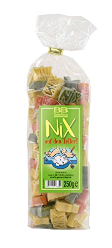 Bull & Bear Pasta bunte “Diät”-Nudeln “Nix auf dem Teller” 250g, Motivnudeln handgefertigt, Geschenk von Bull & Bear