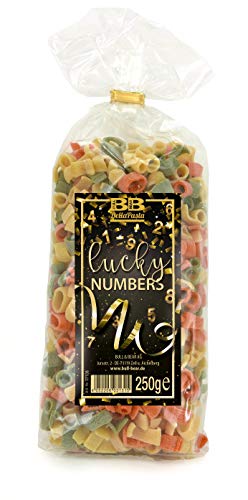 Bull & Bear Pasta bunte Zahlen-Nudeln “Lucky Numbers” 250g, Motivnudeln handgefertigt, Geschenk von Bull & Bear