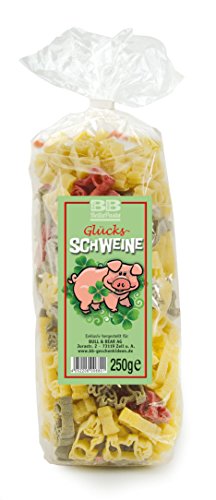 Bull & Bear bunte Glücksschwein Nudeln, 250g, Motivnudeln aus Hartweizengrieß, handgefertigt in deutscher Manufaktur, Pasta Geschenk von Bull & Bear