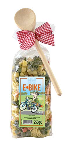 Bull & Bear Pasta Präsent bunte E-Bike-Nudeln 250 g, Motivnudeln handgefertigt, Geschenk von Bull & Bear