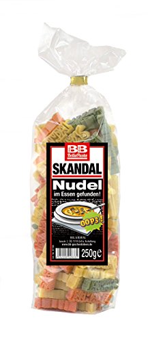 Bull & Bear Pasta bunte Skandal-Nudeln 250 g, Motivnudeln handgefertigt, Geschenk von Bull & Bear