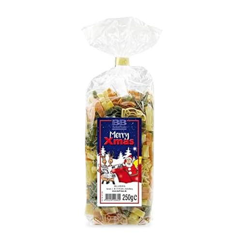 Bull & Bear bunte Weihnachten Nudeln, 250g, Motivnudeln aus Hartweizengrieß, handgefertigt in deutscher Manufaktur, Pasta Geschenk von Bull & Bear