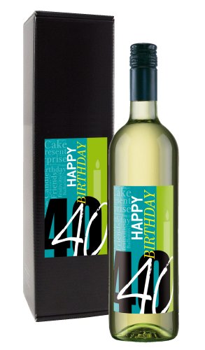 Bull & Bear Wein-Geschenk "Happy Birthday 40", Geschenk zum 40. Geburtstag, Weißwein 13%, trocken von Bull & Bear