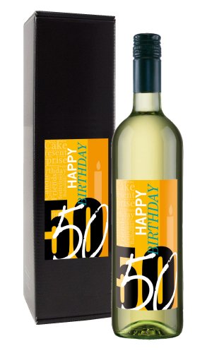 Bull & Bear Wein-Geschenk "Happy Birthday 50", Geschenk zum 50. Geburtstag, Weißwein 13%, trocken von Bull & Bear