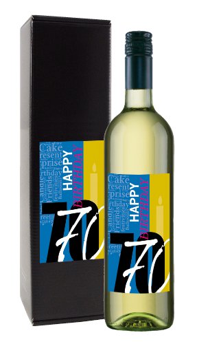 Bull & Bear Wein-Geschenk "Happy Birthday 70", Geschenk zum 70. Geburtstag, Weißwein 13%, trocken von Bull & Bear