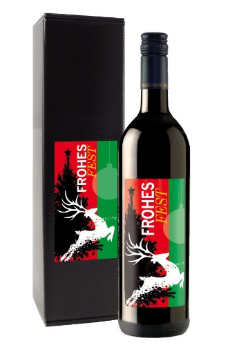 Bull & Bear Wein Geschenk "Frohes Fest", Merlot 0,75 l, elegantes Geschenk von Bull & Bear
